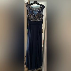 Amelia Couture. Brand new, never worn. Navy with gorgeous beading. Size 8.